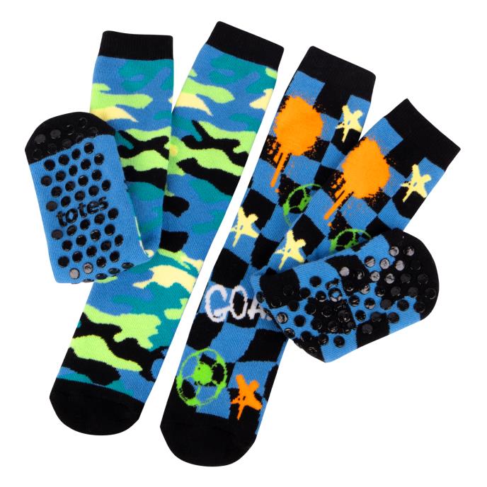 totes toasties®  Kids Original Slipper-Sox (Twin Pack) Football / Camo Extra Image 2